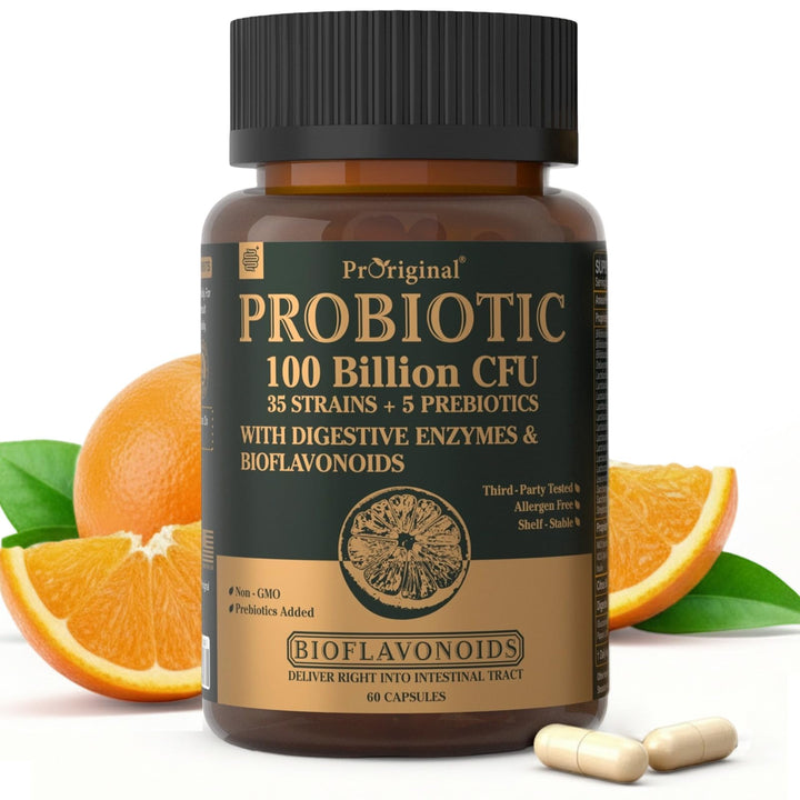 Proriginal Probiotics bottle front view highlighting label and product name
