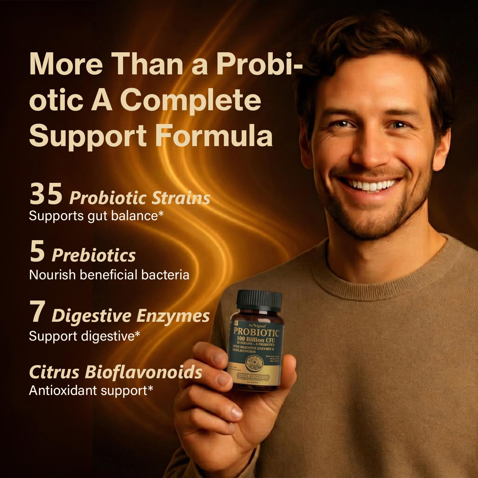 Proriginal probiotic labels show vegan, gluten-free, non-GMO assurance for clean sourcing.