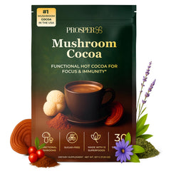 Prosper Mushroom Cocoa cup steaming for a cozy focus-friendly drink