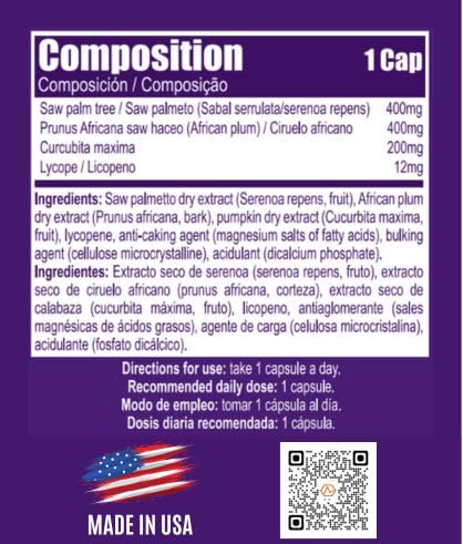 Prostagen African Plum capsules showing antioxidant support.