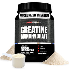 PROSUPPS Creatine Monohydrate powder bottle and scoop for steady workout power.
