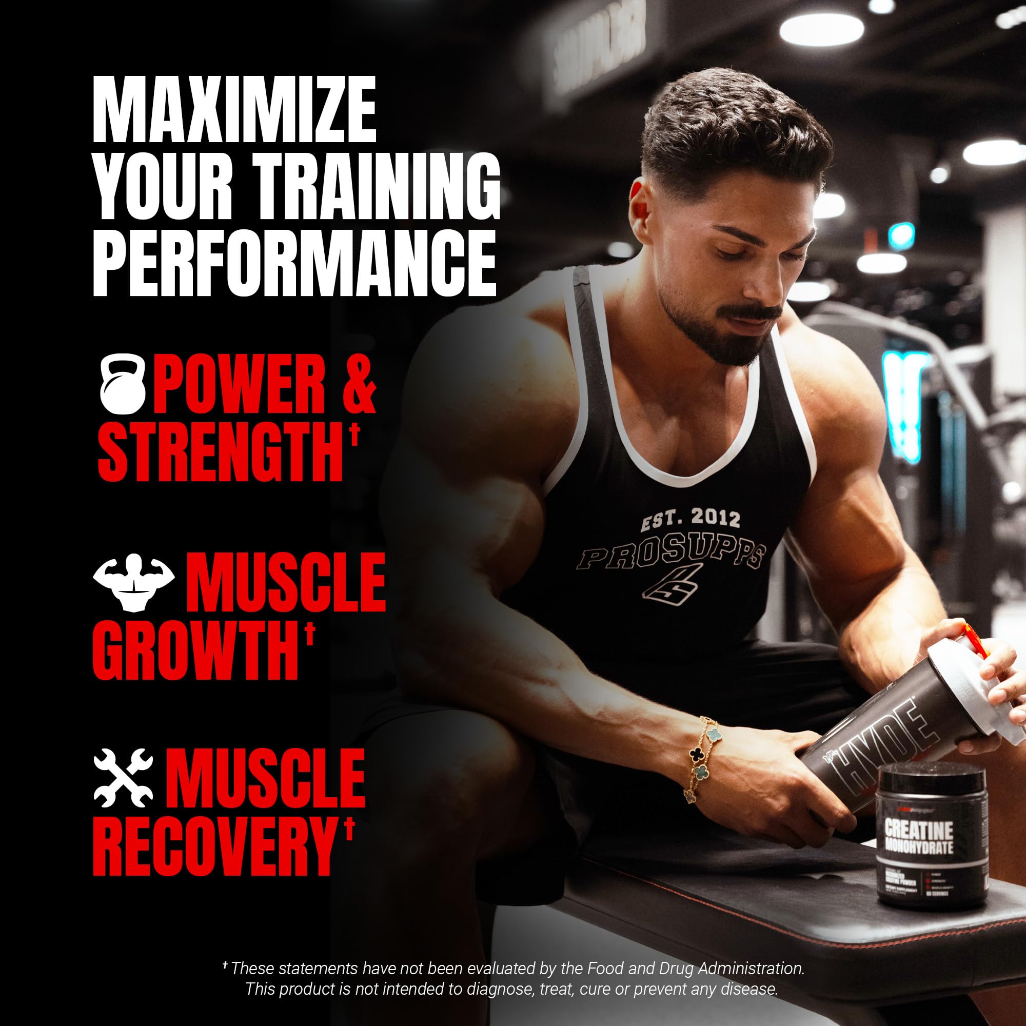 PROSUPPS Creatine Monohydrate powder dissolving in water for better endurance.
