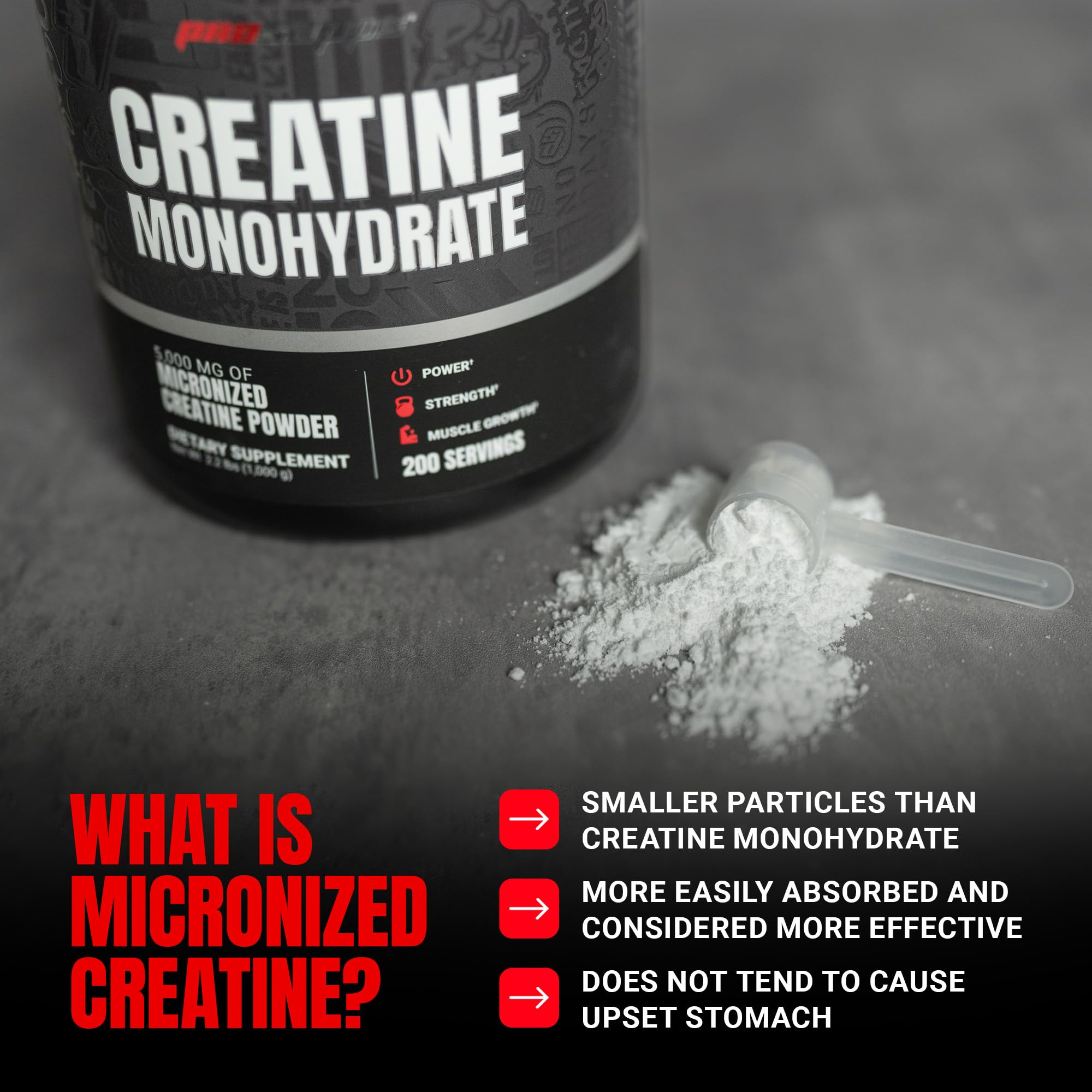 PROSUPPS Creatine Monohydrate powder label closeup showing clean ingredients.