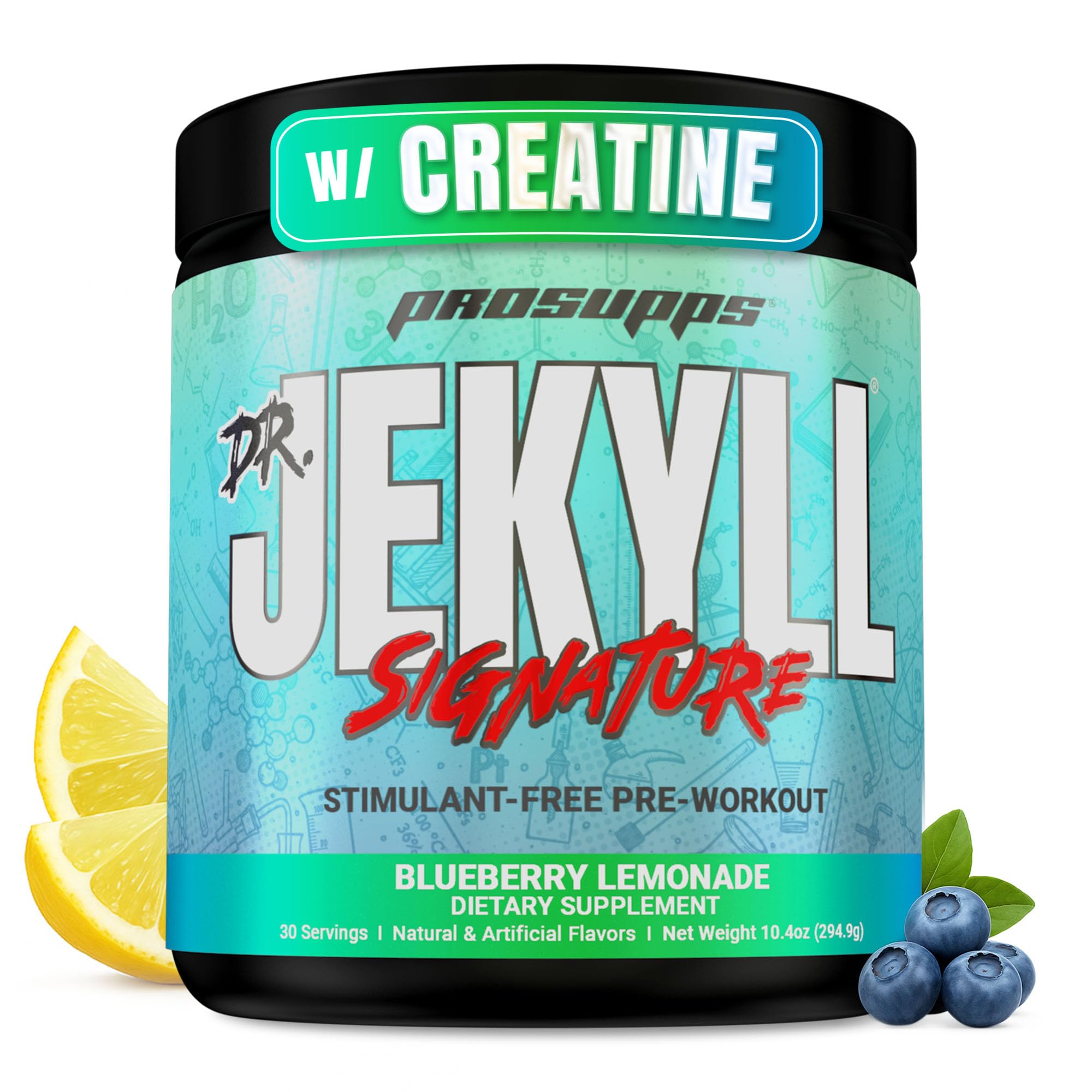 PROSUPPS Dr. Jekyll Signature pre-workout powder in Blueberry Lemonade boosts focus and endurance.