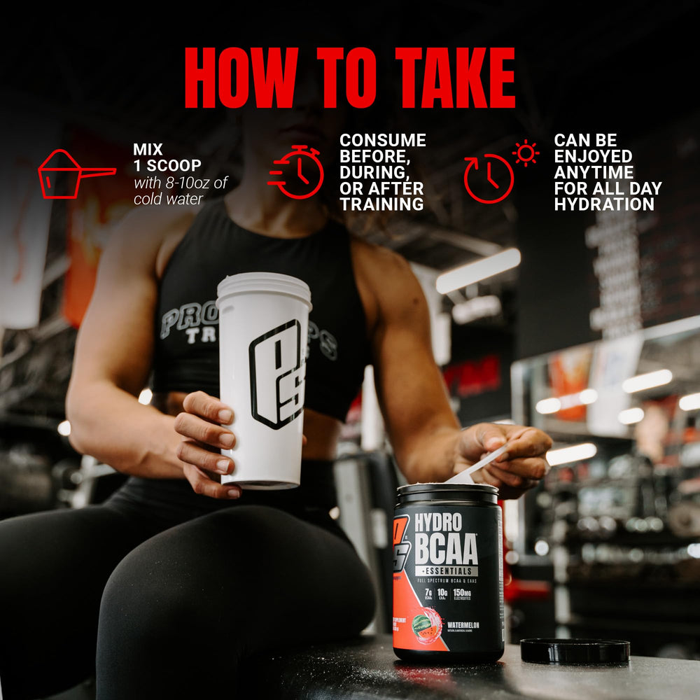 Close-up of HydroBCAA ingredients panel highlighting EAAs and electrolytes