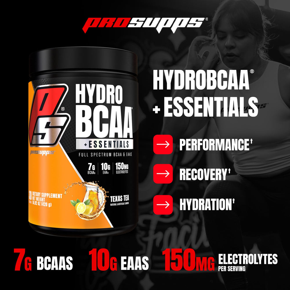 HydroBCAA scoop beside bottle for precise amino acid intake mid-workout