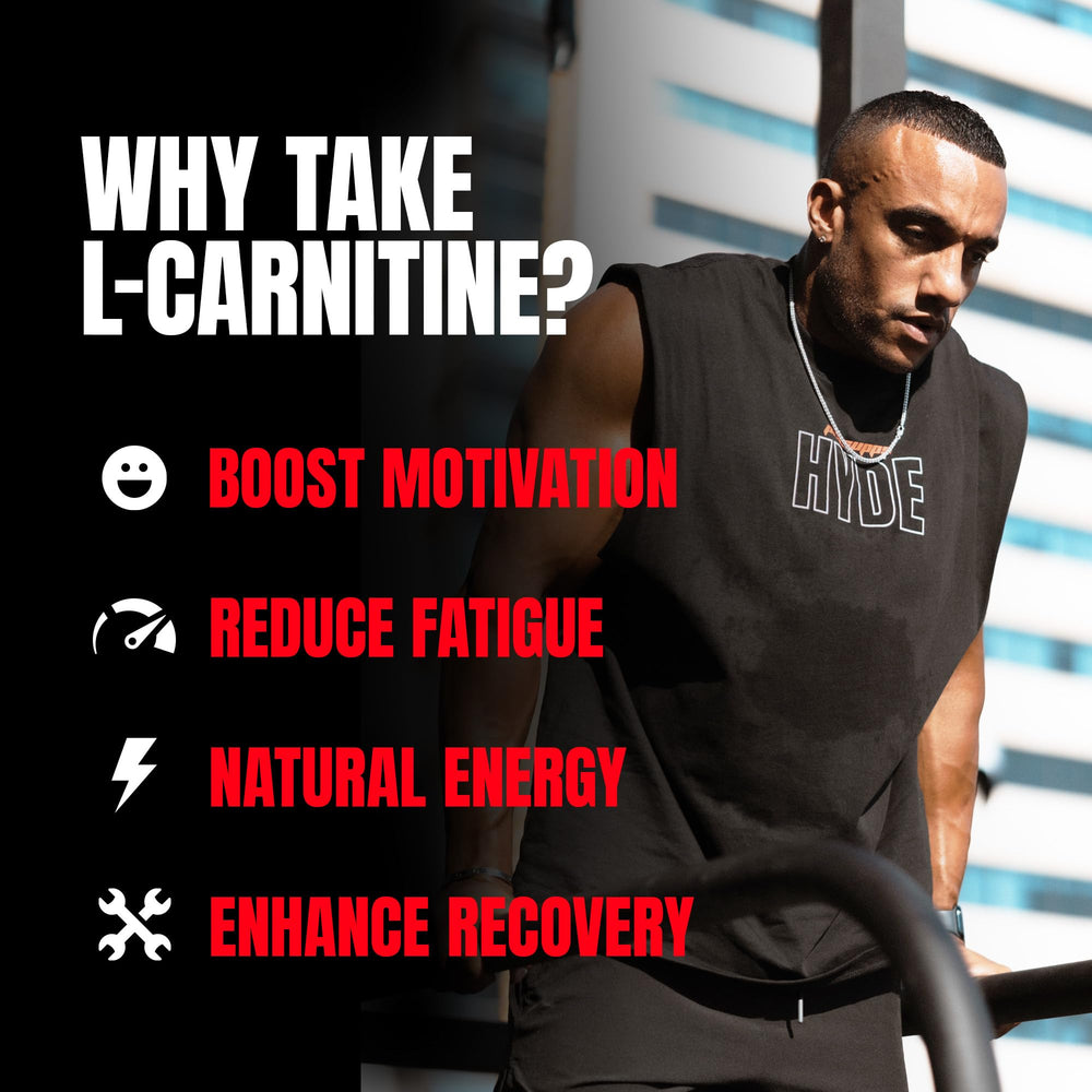 PROSUPPS L-Carnitine 3000 ingredients panel includes Vitamin B5 and L-Carnitine for energy support.