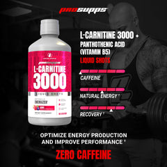 PROSUPPS L-Carnitine 3000 label highlights sugar-free, stimulant-free formula for training days.
