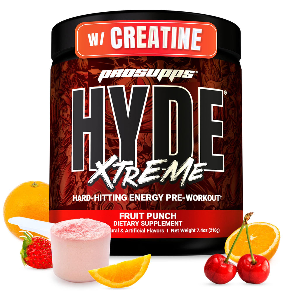 PROSUPPS Mr. Hyde Xtreme fruit punch bottle ready for intense training and sustained energy