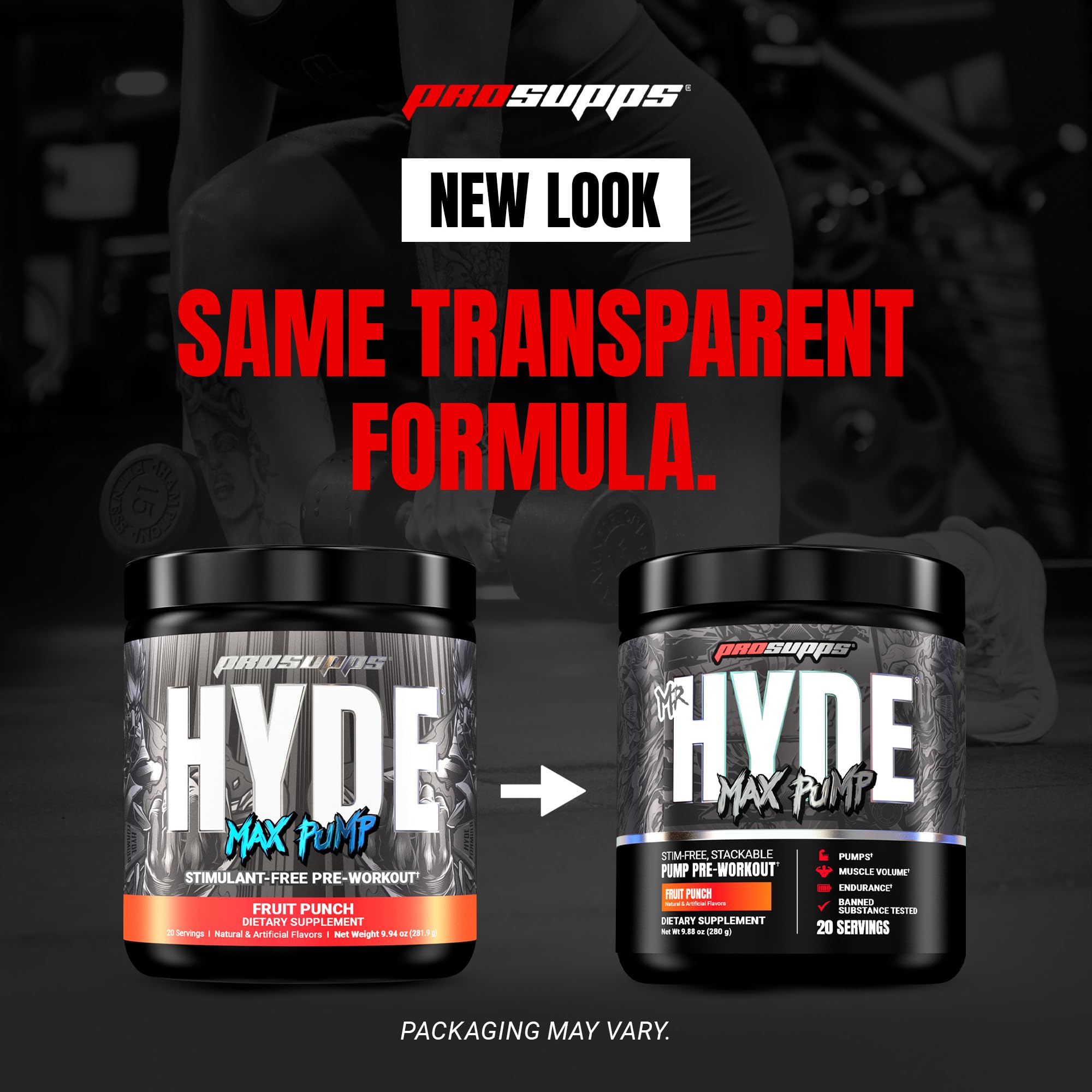 PROSUPPS Mr Hyde Max Pump in a pre-workout setup for pump-focused training.