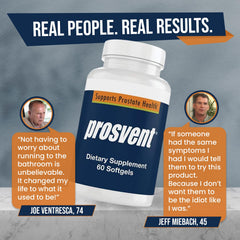 Prosvent Advanced Prostate Support label close-up featuring Saw Palmetto and zinc.