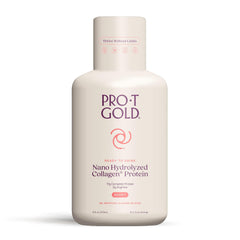 ProT Gold Berry Sugar Free Liquid Protein Shot bottle closeup for quick nourishment.