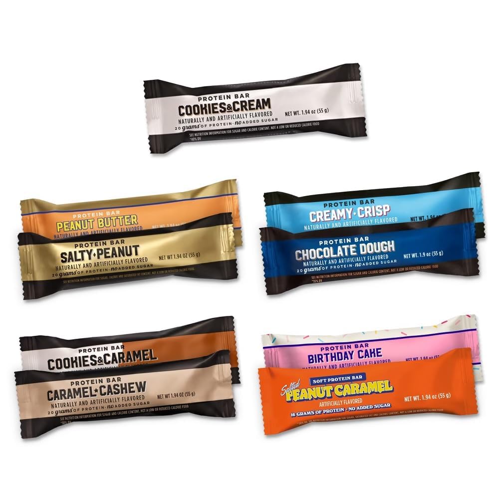 Protein Bar Variety Pack Sampler front view shows nine bars for on-the-go energy