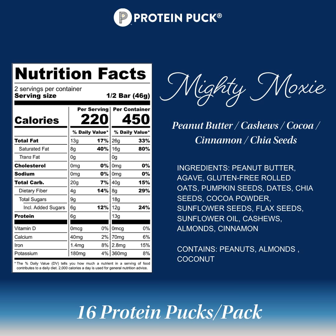 Protein Puck bars close-up show dense texture and real ingredients for steady nutrition.