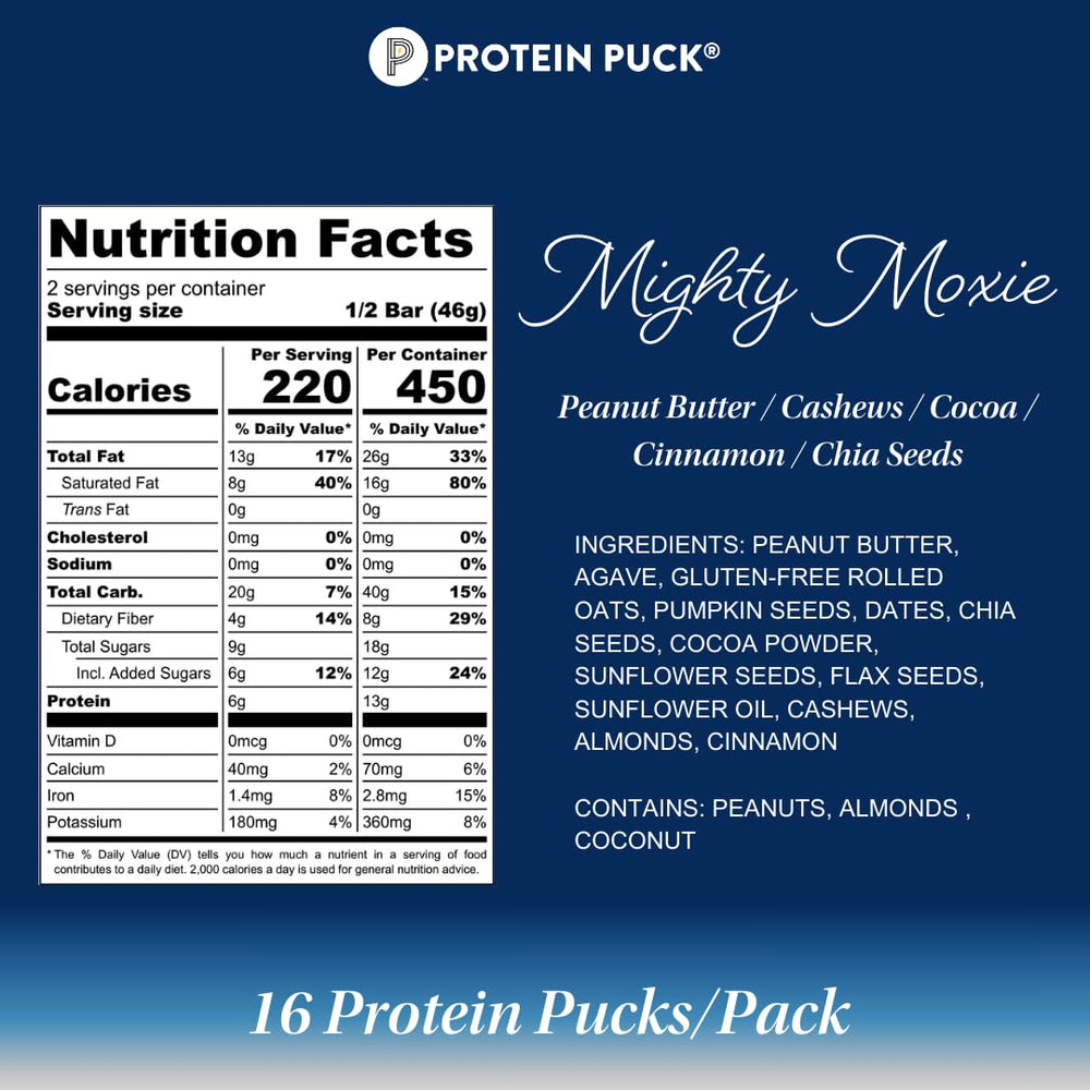 Protein Puck bars close-up show dense texture and real ingredients for steady nutrition.