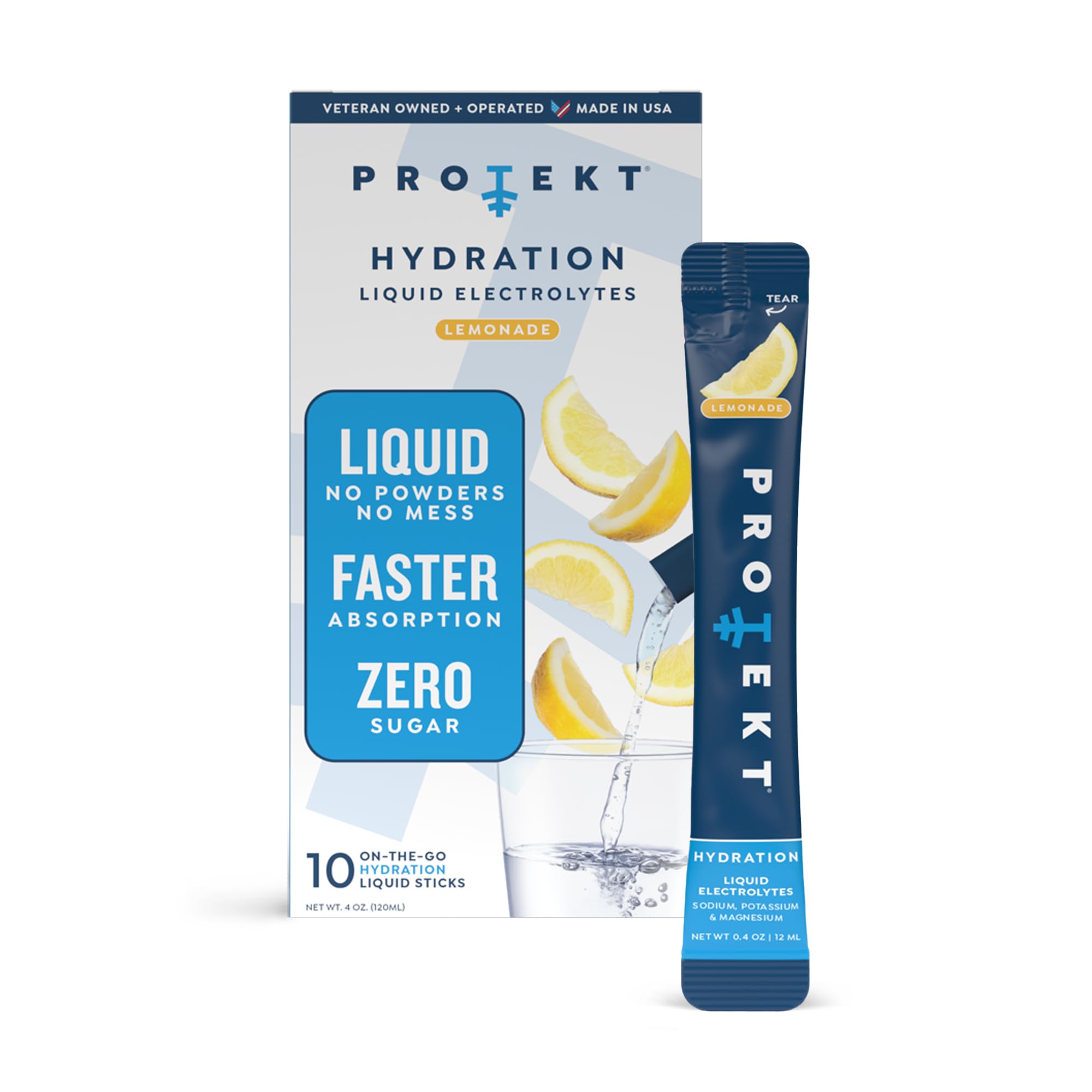 PROTEKT lemonade electrolyte packets 10-pack for on-the-go hydration
