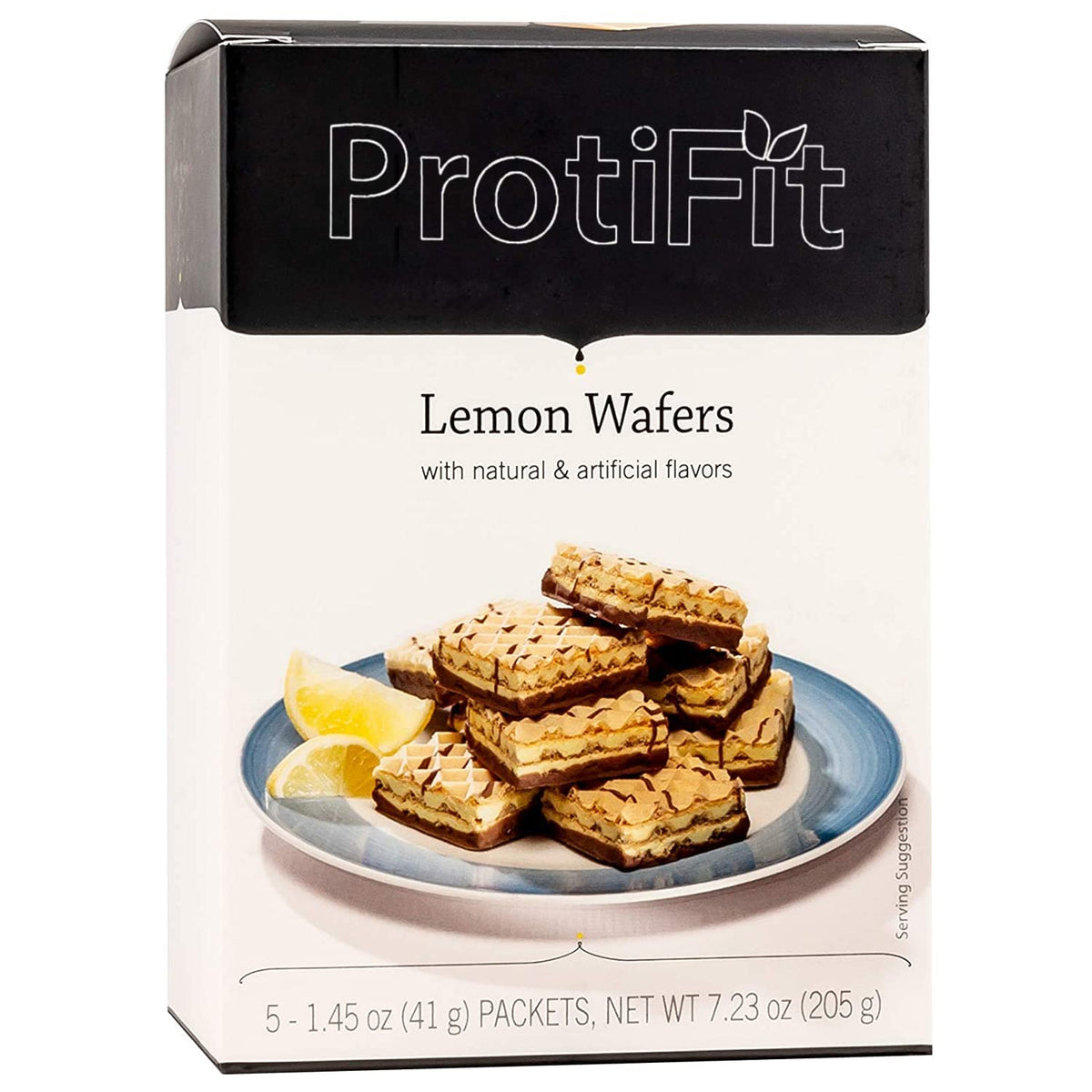 ProtiFit Lemon Wafer Bar pack front shows a high-protein snack for on-the-go energy