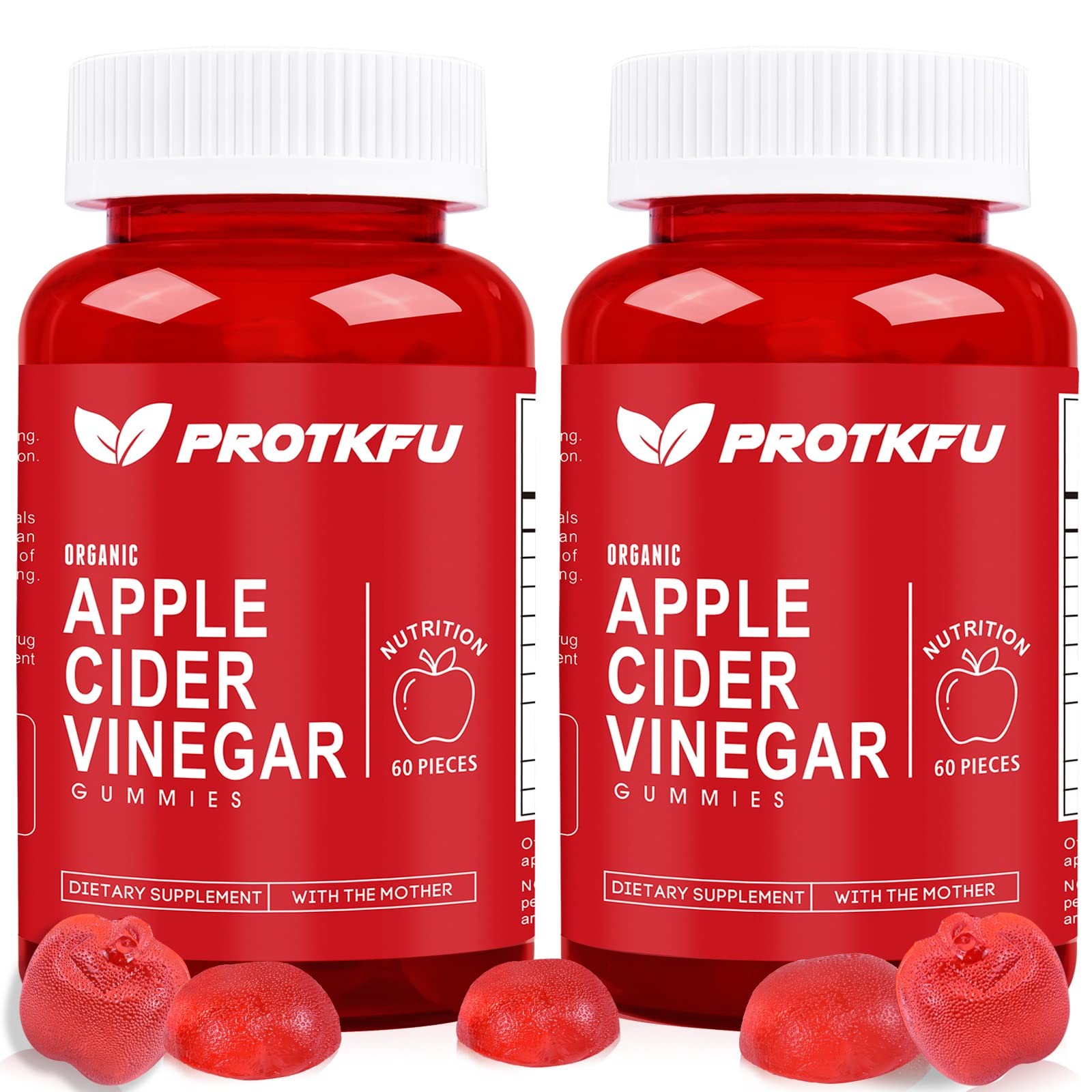 ProTKFU Apple Cider Vinegar Gummies bottle; vegan and non-GMO daily wellness option.