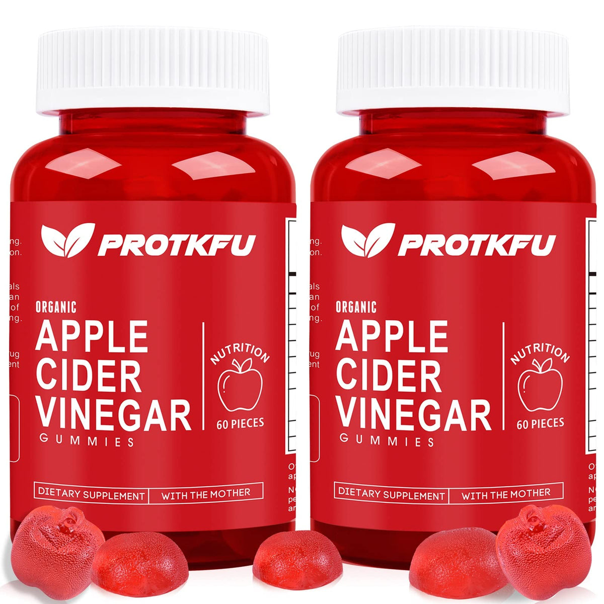ProTKFU Apple Cider Vinegar Gummies bottle; vegan and non-GMO daily wellness option.