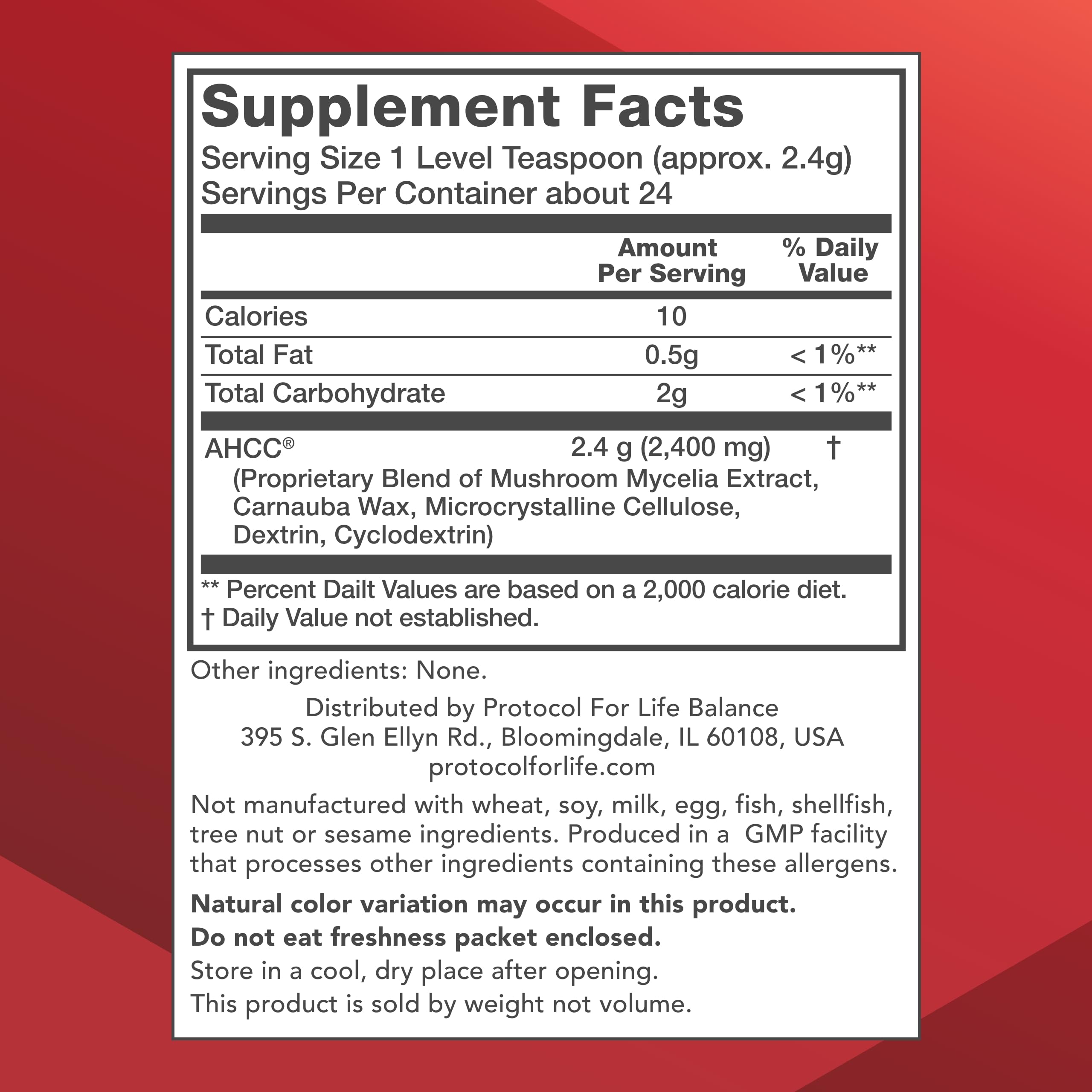 PROTOCOL FOR LIFE BALANCE AHCC Powder pour demonstrates smooth mixing for daily use