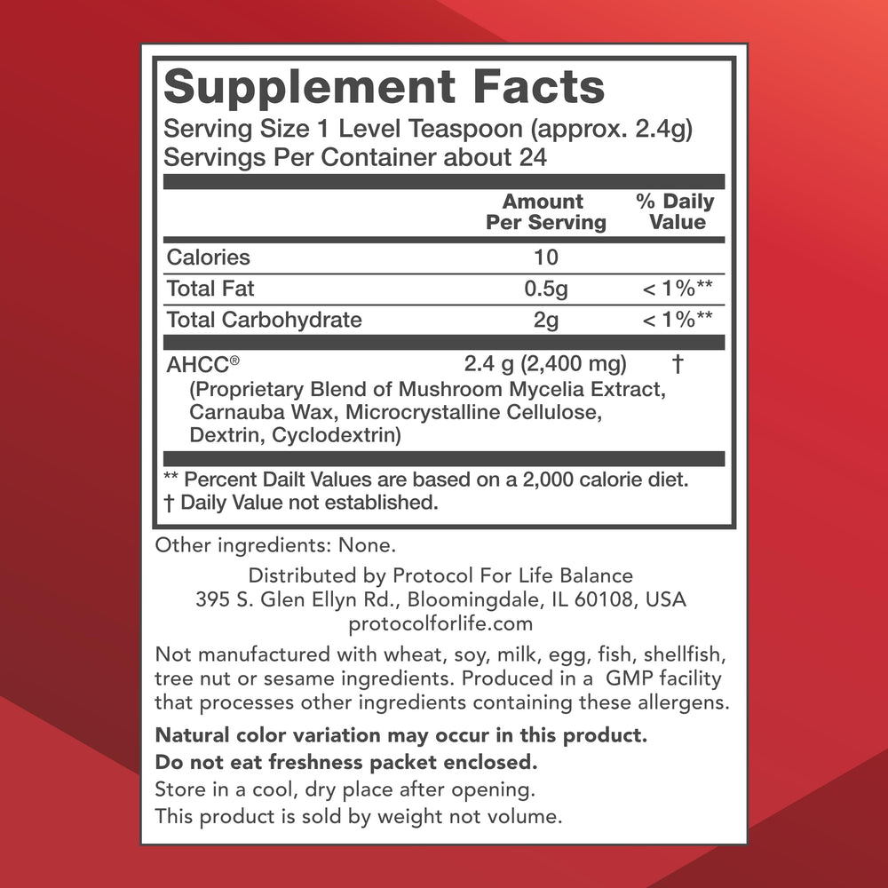 PROTOCOL FOR LIFE BALANCE AHCC Powder pour demonstrates smooth mixing for daily use