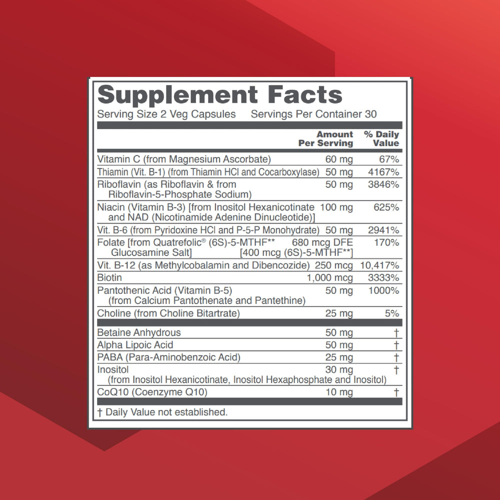Capsules of Protocol for Life Balance Neuro Factors showing activated B vitamins