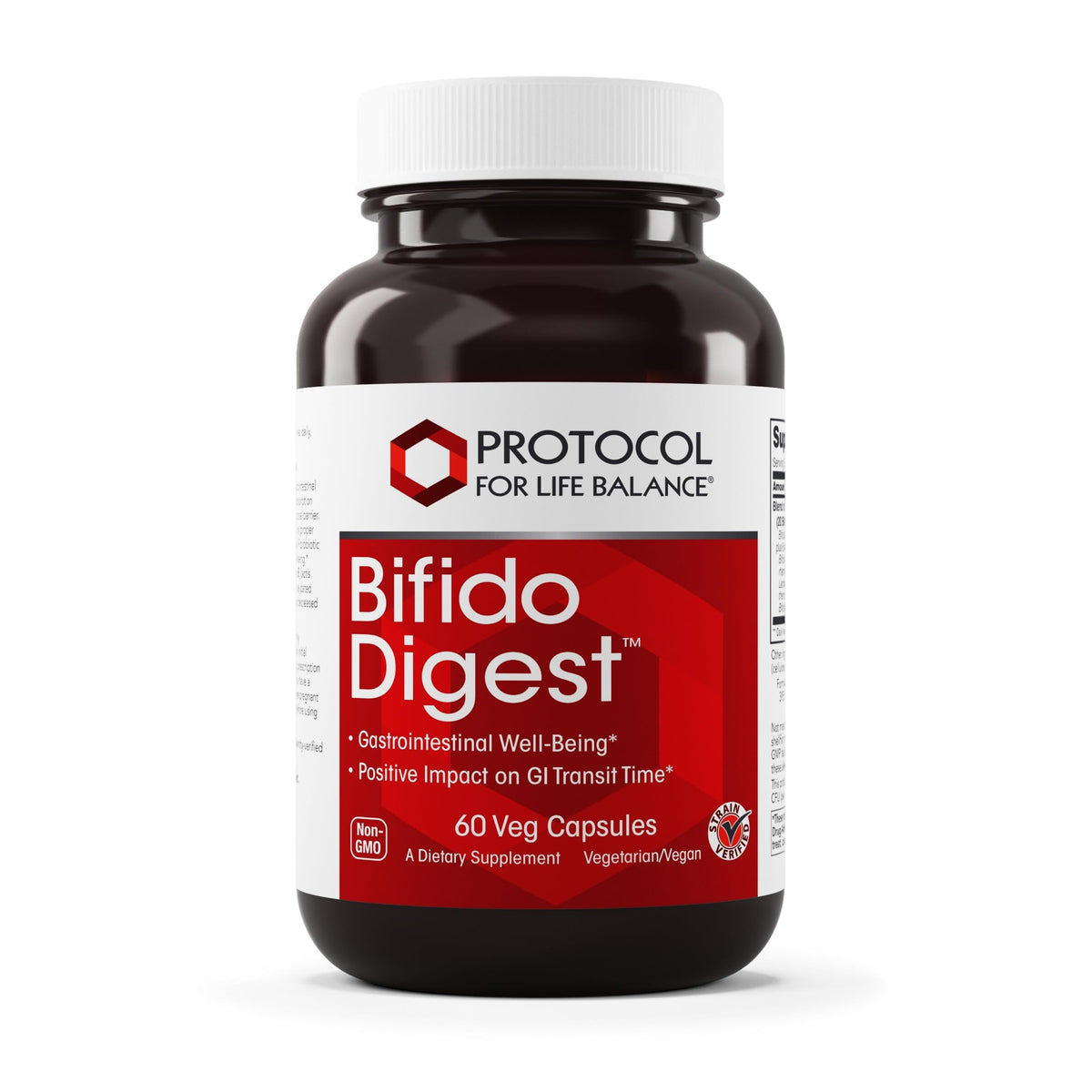 PROTOCOL FOR LIFE BALANCE Bifido Digest bottle with 60 capsules for GI support.