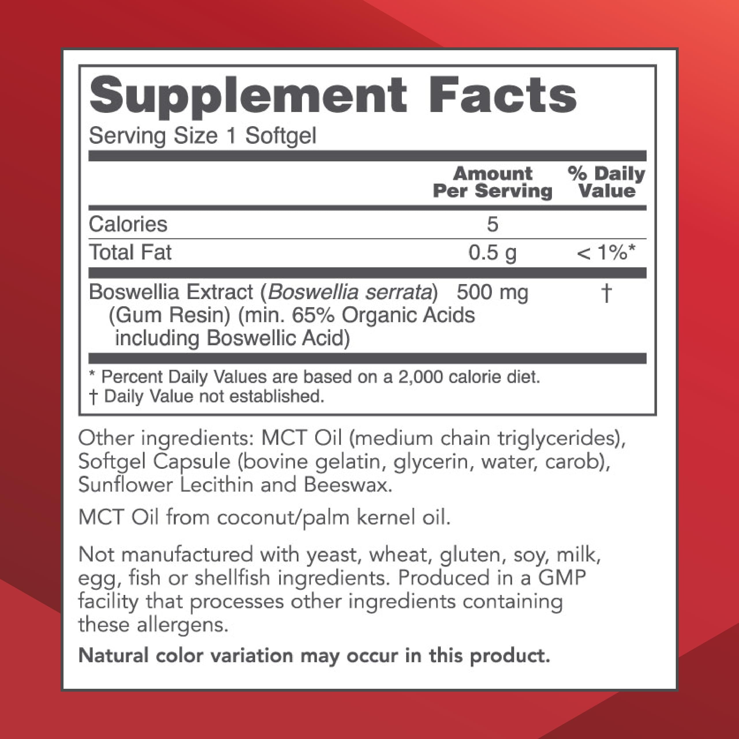 Closeup of PROTOCOL FOR LIFE BALANCE boswellia softgel for smooth swallowing