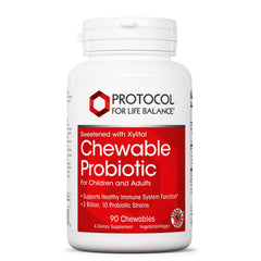 PROTOCOL FOR LIFE BALANCE chewable probiotic bottle showing 2B CFU for digestive support