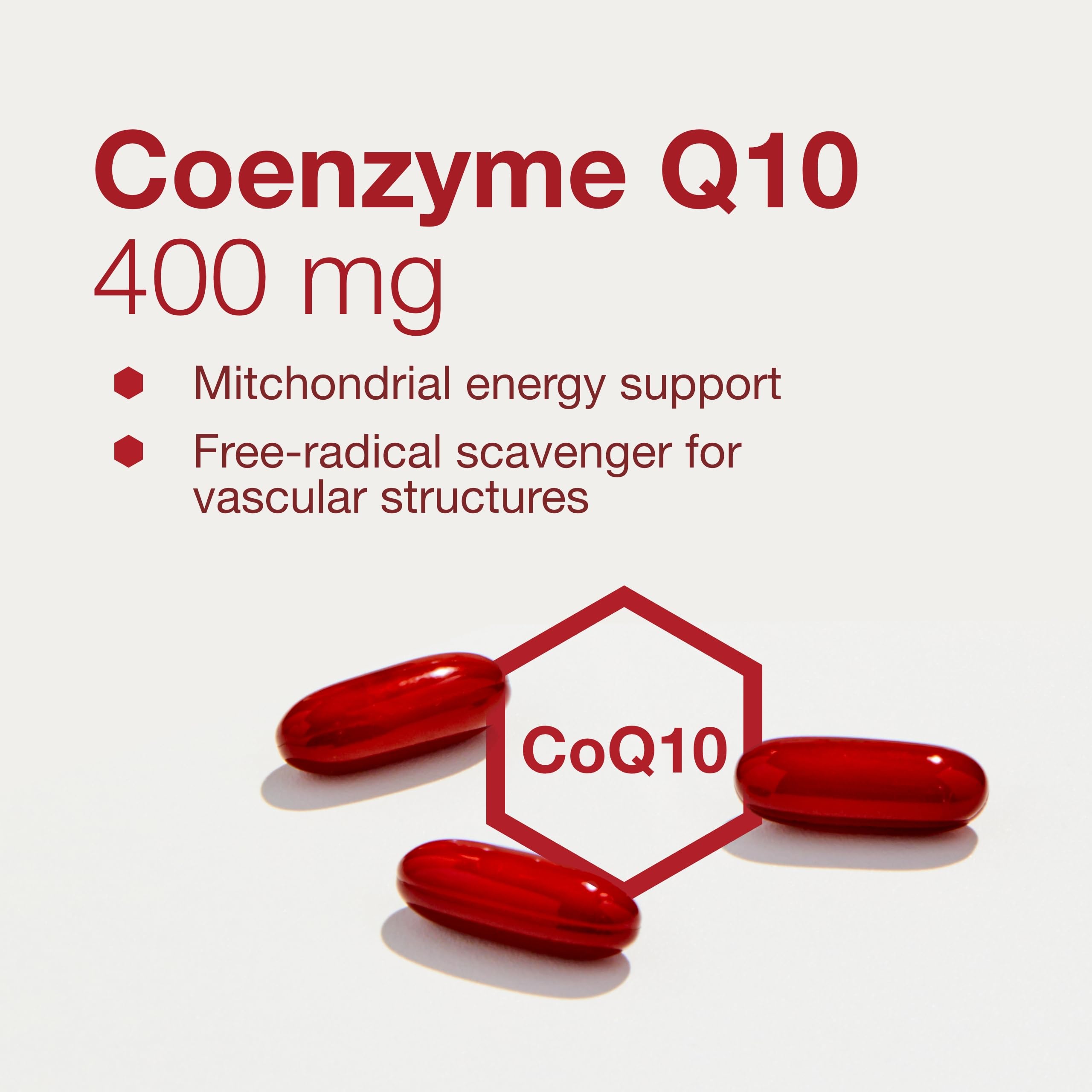 PROTOCOL FOR LIFE BALANCE CoQ10 cap closeup highlighting easy-to-swallow texture