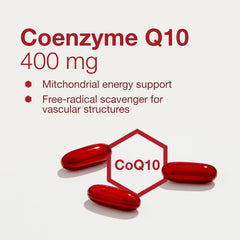 PROTOCOL FOR LIFE BALANCE CoQ10 cap closeup highlighting easy-to-swallow texture