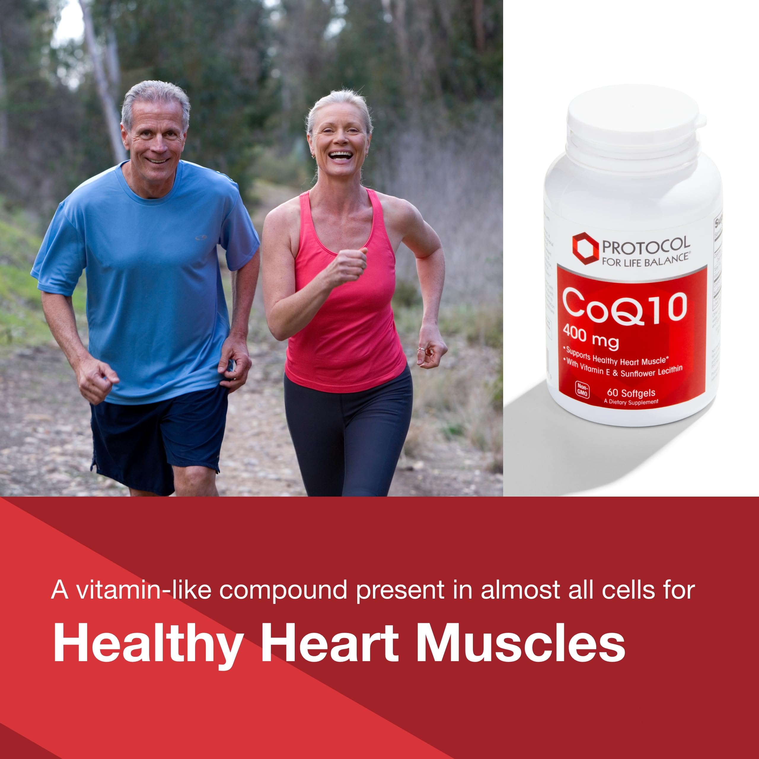 PROTOCOL FOR LIFE BALANCE CoQ10 softgels closeup showing easy daily use