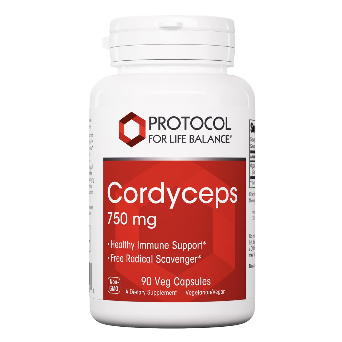 PROTOCOL FOR LIFE BALANCE Cordyceps 750mg bottle with capsules for immune balance