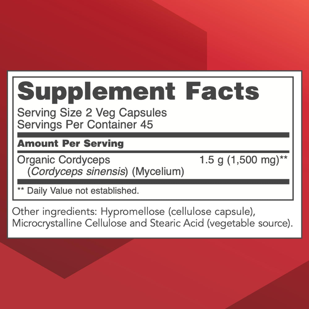 PROTOCOL FOR LIFE BALANCE Cordyceps 750mg capsules close-up highlighting vegan non-GMO formula