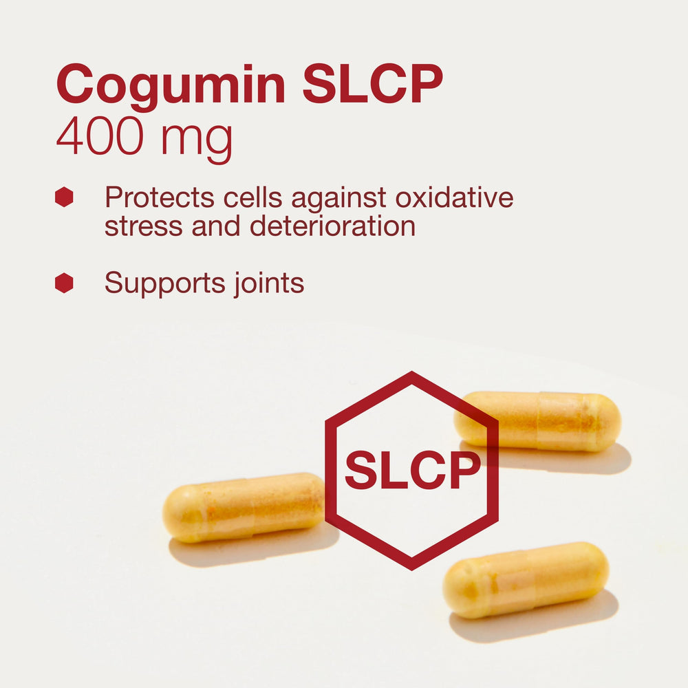 Cogumin SLCP bottle beside water for easy daily use.