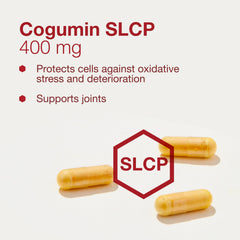 Cogumin SLCP bottle beside water for easy daily use.