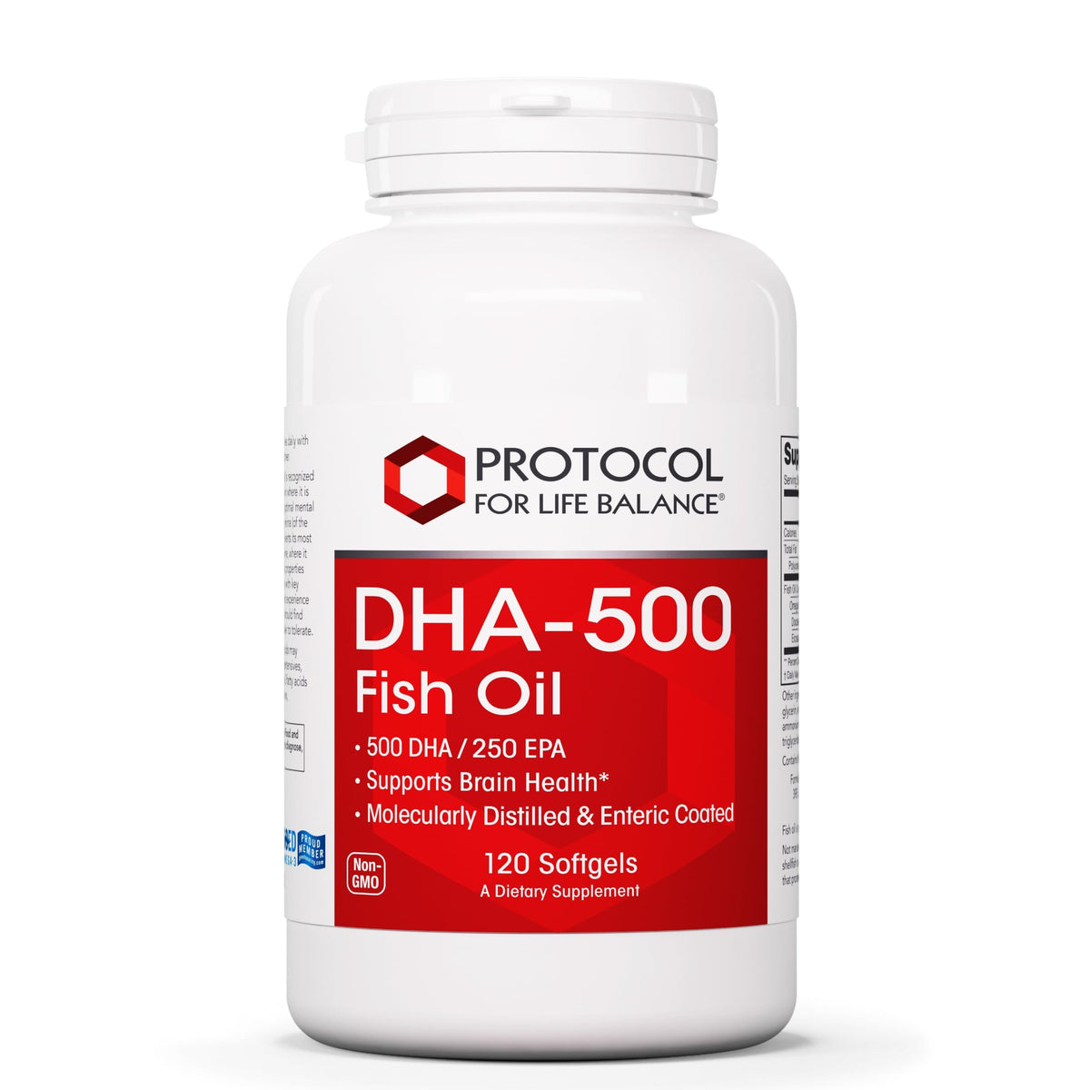 PROTOCOL FOR LIFE BALANCE DHA-500 bottle for easy dosing and transport