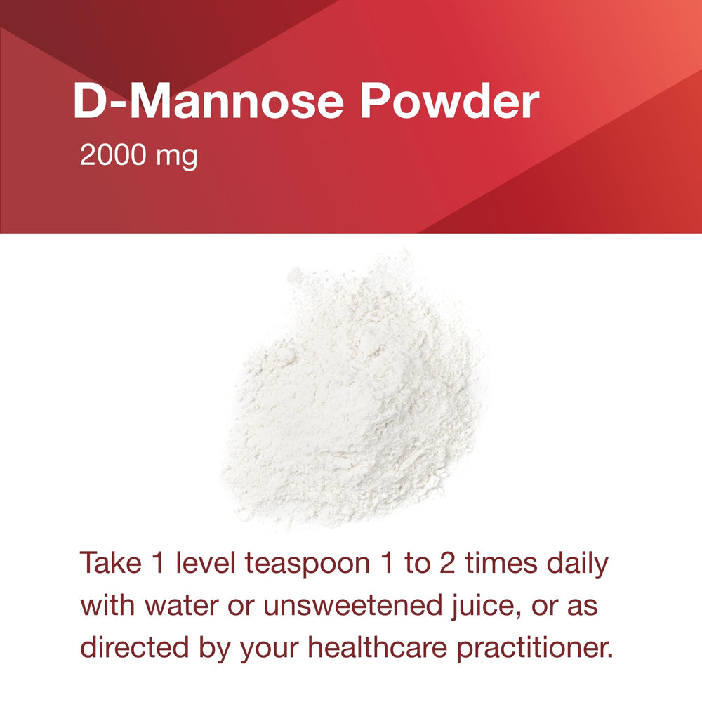 PROTOCOL FOR LIFE BALANCE D-Mannose powder bottle back highlights GMP quality.