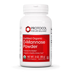 PROTOCOL FOR LIFE BALANCE D-Mannose powder bottle front highlighting convenient urinary tract support.