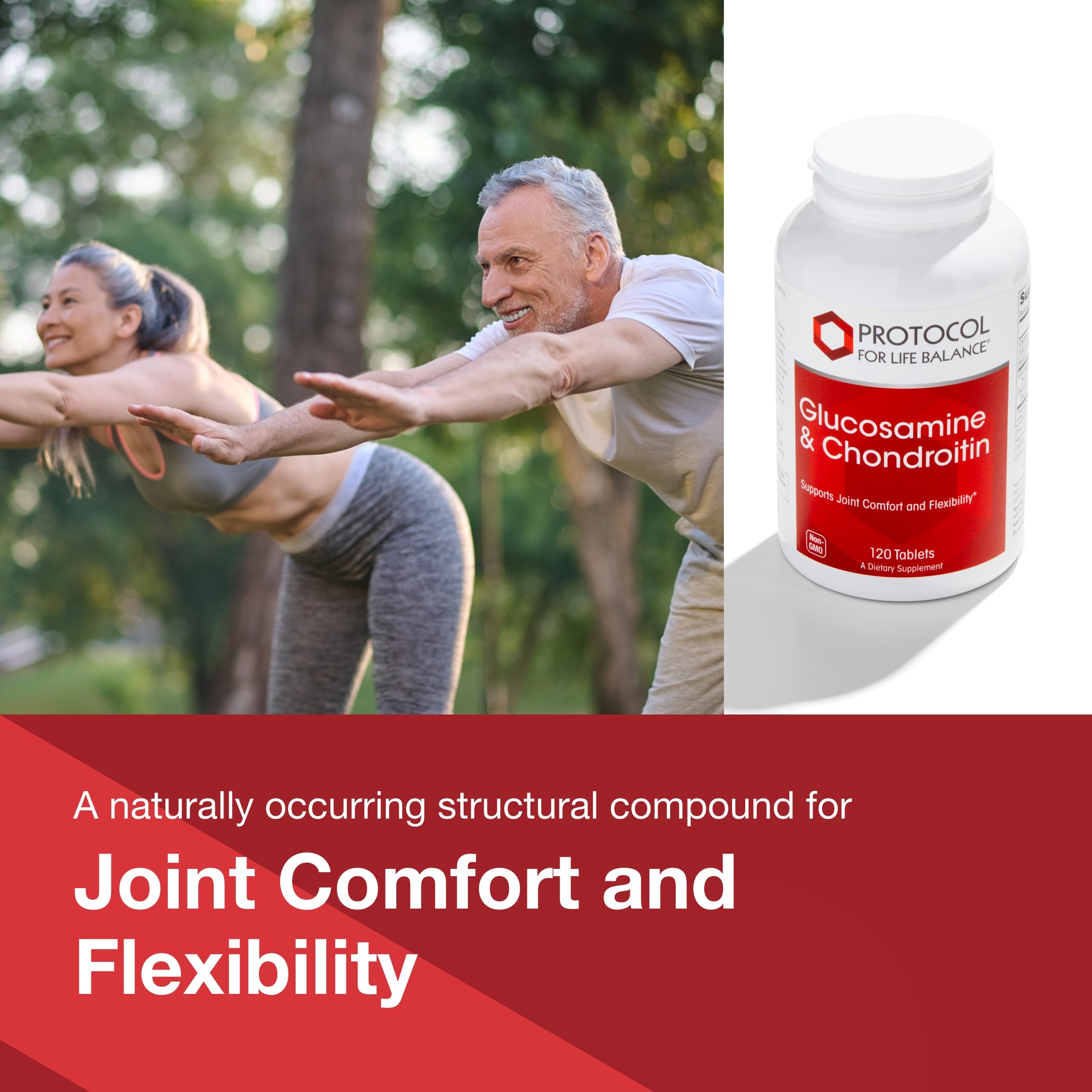 PROTOCOL FOR LIFE BALANCE label highlights Non-GMO and dairy-free ingredients for joint care.