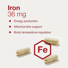 Protocol for Life Balance Iron 36mg two-pack packaging showing vegan, halal, kosher credentials.