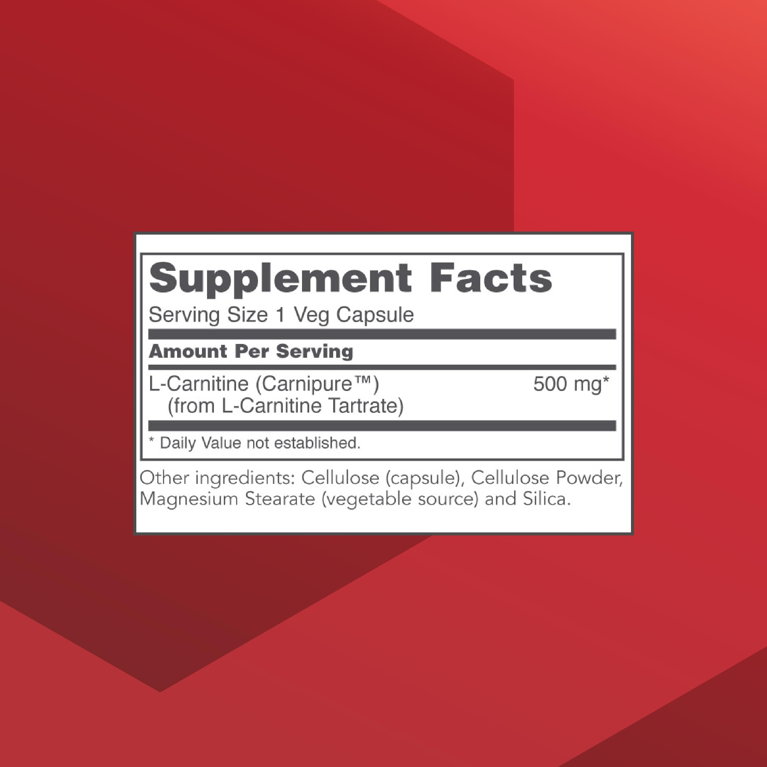 Protocol For Life Balance L-Carnitine label with ingredients and benefits