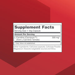 Protocol For Life Balance L-Carnitine label with ingredients and benefits