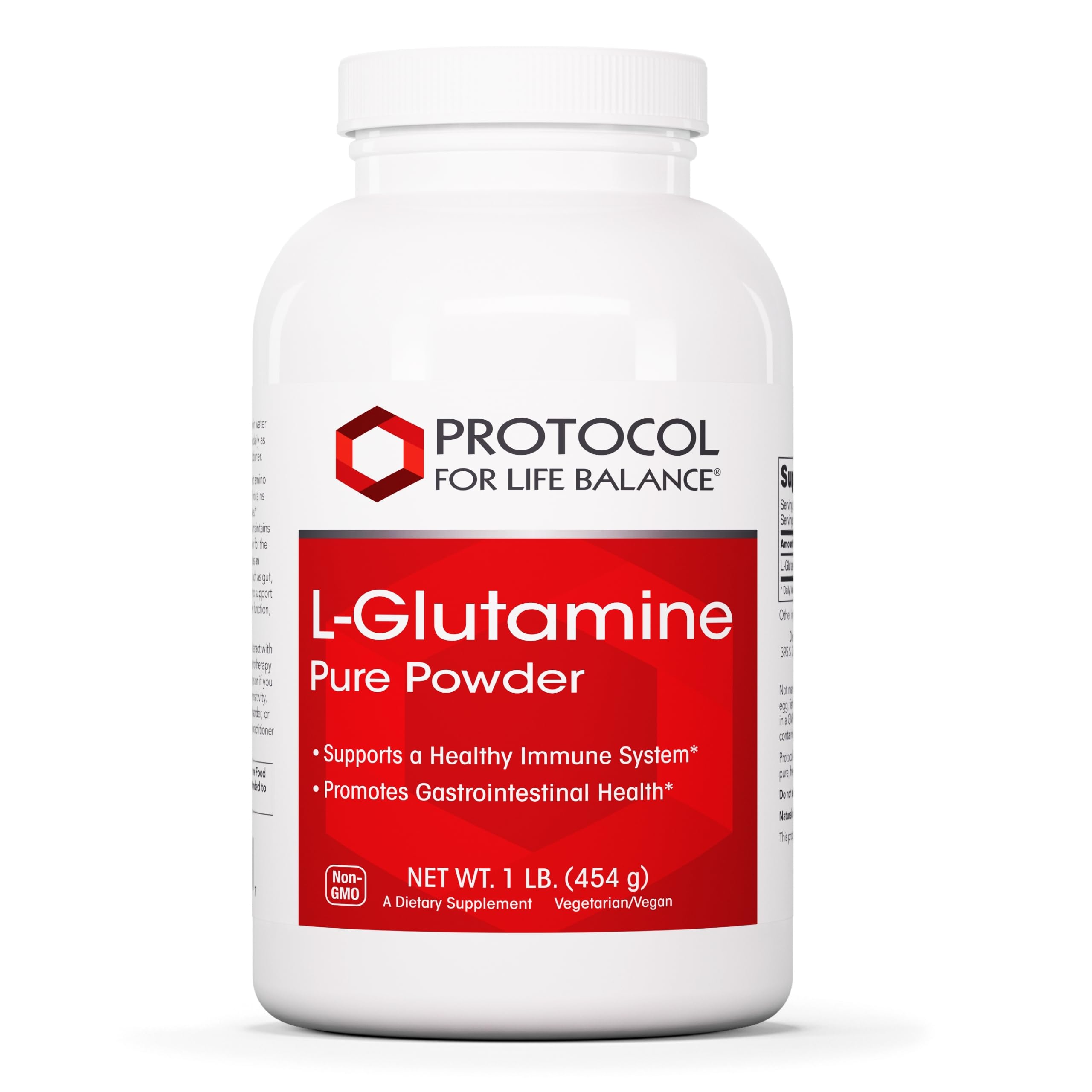 Protocol For Life Balance L-Glutamine powder in tub for immune support and muscle maintenance.