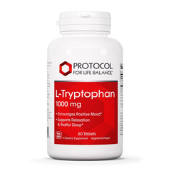 Protocol for Life Balance L-Tryptophan bottle with 1000mg capsules for relaxation.