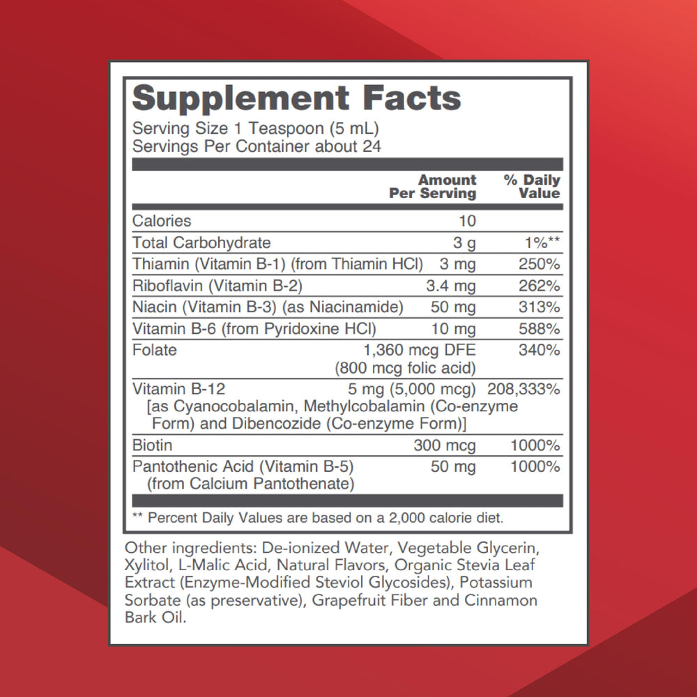 Label close-up of Protocol for Life Balance Liquid B-12 showing formula details