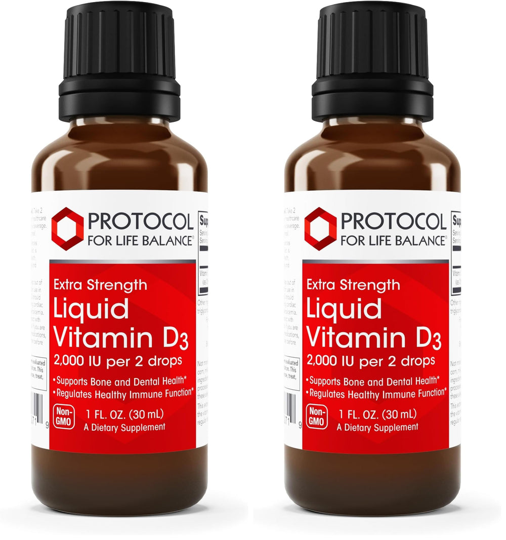 Protocol For Life Balance liquid Vitamin D3 bottle with dosage label