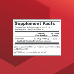 Protocol For Life Balance liquid vitamin D3 dropper enables precise dosing on the go.