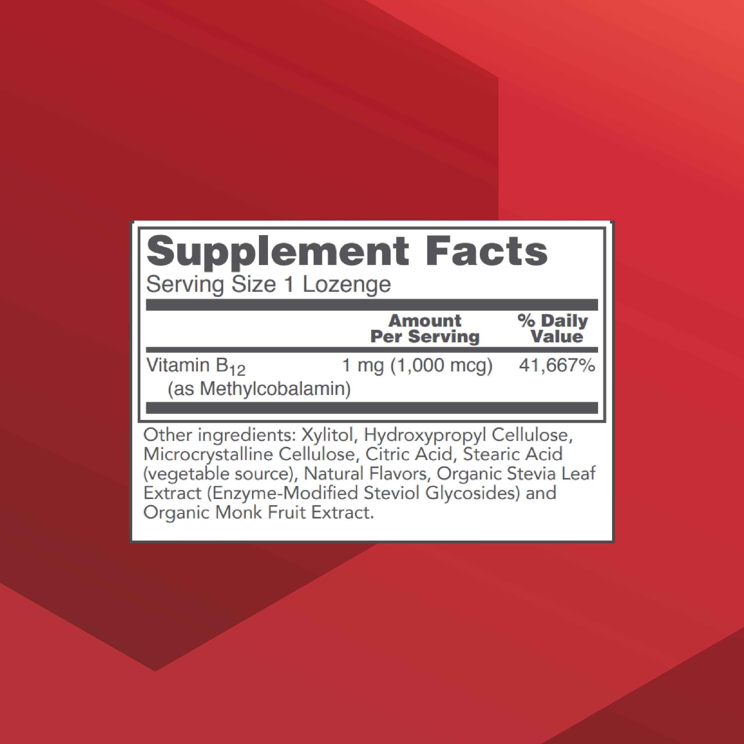 Protocol for Life Balance methyl B12 lozenge packaging highlights kosher, halal, vegan certifications.