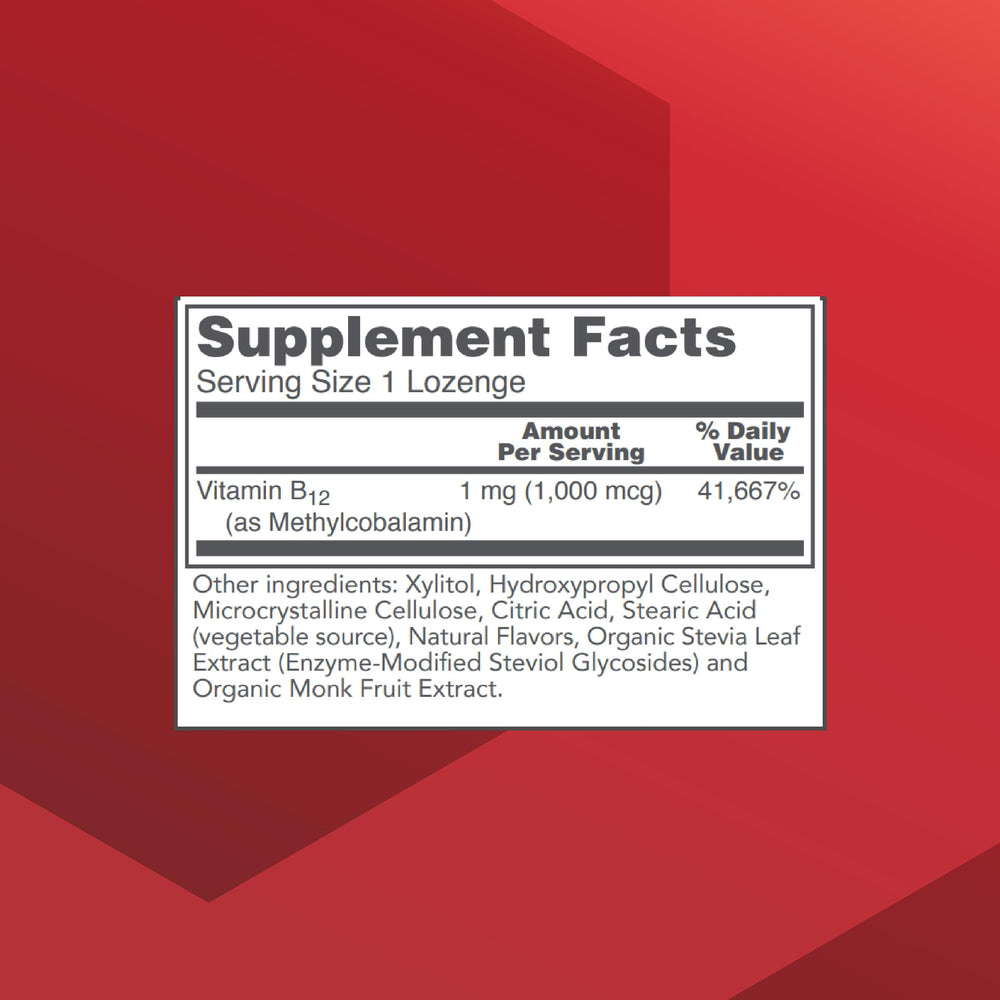 Protocol for Life Balance methyl B12 lozenge packaging highlights kosher, halal, vegan certifications.